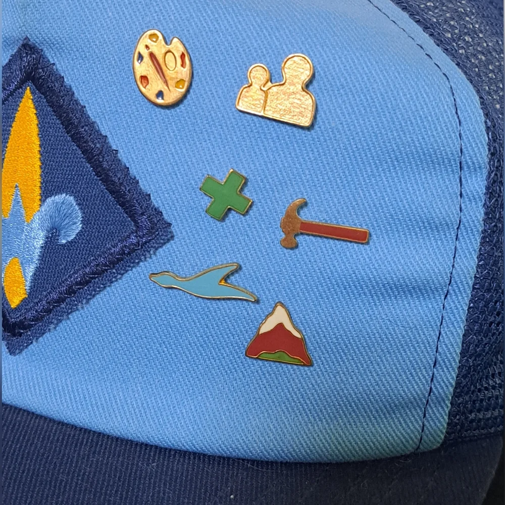 Vintage Webelos Boy Scout Hat w/Merit Activity Pins
